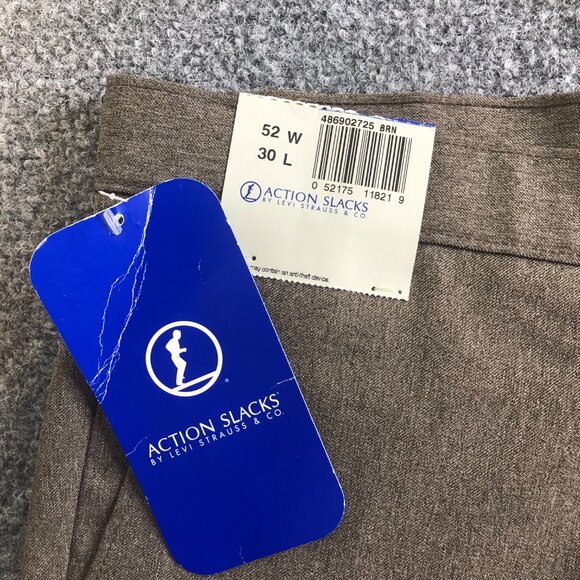 Levis Pants Mens 52x30 Brown Tan Action Slacks Trousers Vintage Pockets - Picture 3 of 11